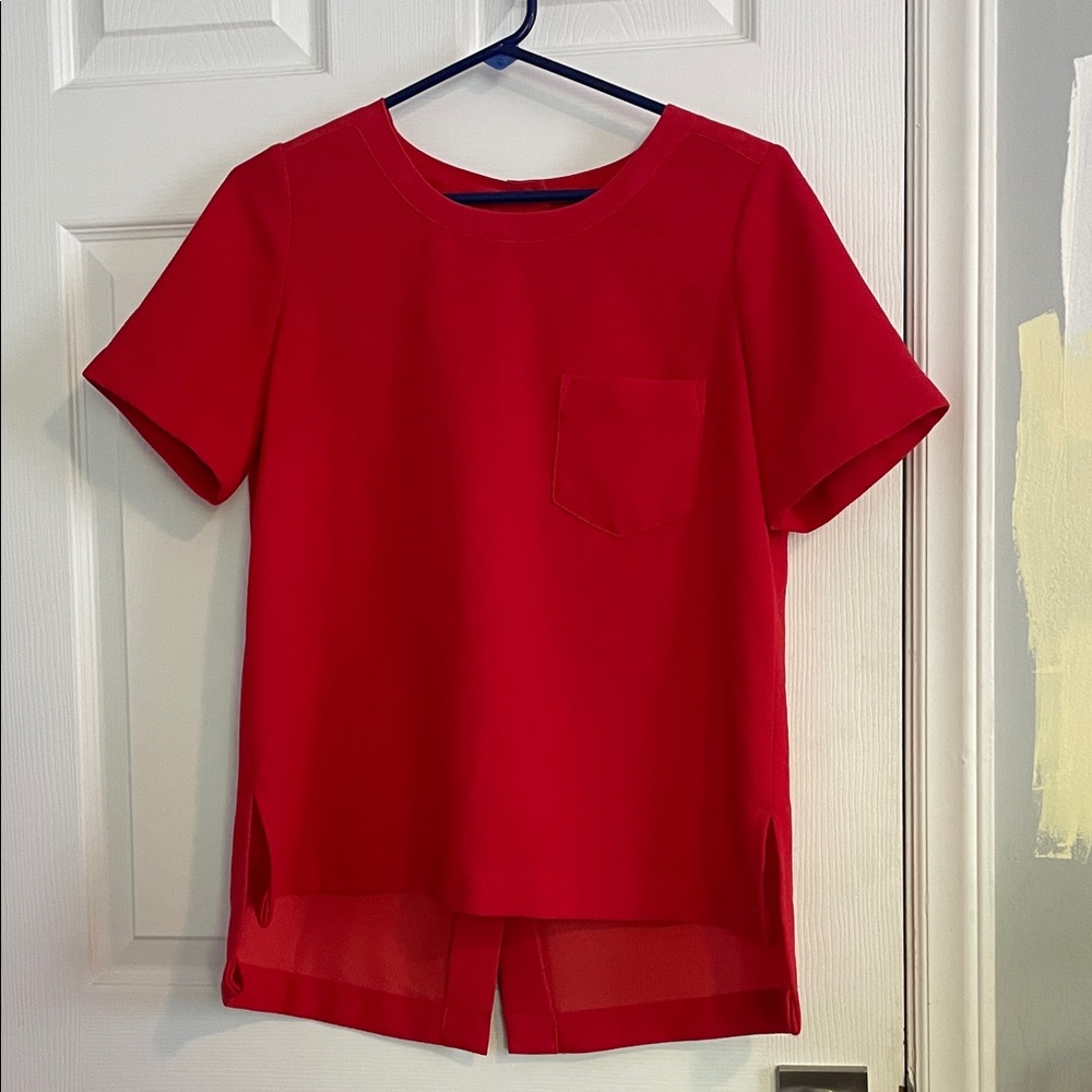 Madewell Red Short-Sleeve Pocket Blouse